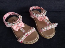 Zapatos Infantiles para niñas nuevas sandalias de verano los niños perla abalorios sandalias de playa con calce Enfants plana Escuela de zapatos para bebé de la UE 21-30