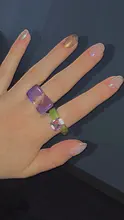 Anillo de acrílico Irregular con patrón de mármol para mujer y niña, anillos de apertura de tortuga de resina, Transparencia Multicolor, novedad de 2021
