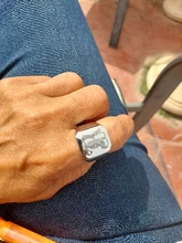 Anillo con iniciales Retro de Vnox para hombre, sello pesado voluminoso de 18mm, banda masculina, letras de acero inoxidable, regalo de joyería personalizado para él