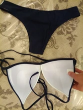 Mujer de gran tamaño de Sujetador Bikini de talle botón Push Up vendaje traje de baño 2 piezas con cuello en V traje de baño para playa