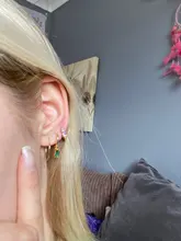 Pendientes de aro pequeños para mujer, de Plata de Ley 925, color blanco, negro, verde, morado, CZ, joyería minimalista