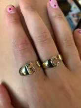 Anillo con iniciales de moda para mujer, sortija abierta con 26 letras de Color dorado, joyería de boda, regalo de cumpleaños