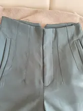 Za-pantalones de talle alto para mujer, pantalón de oficina a la moda, color Beige, elegante, con botones y cremallera, informales, color rosa, primavera 2021