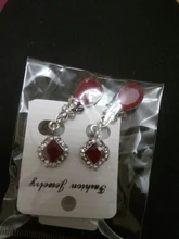 HOMOD-pendientes largos de cristal para mujer, aretes, Clips, Color negro, plateado, Vintage, a la moda, No perforados, Rojo