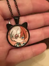 Anime nuevo Yuri sobre hielo cristal cabujón gatos orejas collar Yuri Katsuki Plisetsky cristal gema colgante con dos regalos de joyería para las orejas