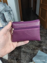 Cartera pequeña de cuero para hombre y mujer, monedero multifuncional con cremallera de cuero, tarjetero, monedero # L20