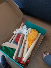Kit de limpieza de casa de madera para niños, juego de limpieza de simulación, mopa, escoba, juego de limpieza, educación de aprendizaje