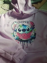 Sudaderas con capucha de Stitch de Disney para mujer, suéteres Harajuku, Tops Kawaii informales con cuello redondo, Sudadera con capucha con estampado de Ángel de manga larga