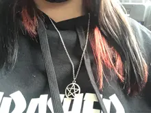 Colgante de estrella de pentagrama para mujer, gargantilla de Color plata tibetana, colgante, collar largo corto DIY a precio de fábrica, joyería hecha a mano