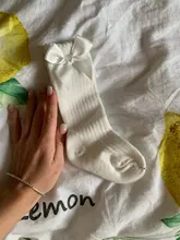 2019 nueva para niños y niñas lazo grande hasta la rodilla largo suave calcetines de algodón con lazo para bebé NIÑOS Calcetines niños calcetines meias 25