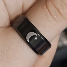 Letdiffery Luna Simple sol par anillos para amante negro de acero inoxidable de los hombres de las mujeres anillo de boda regalos del Día de San Valentín