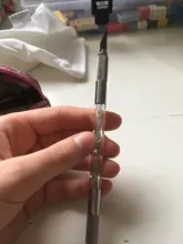 Bolígrafo de tatuaje acrílico de cristal, acero inoxidable, maquillaje permanente, manual, bolígrafo de tatuaje para micropigmentación Manual, doble cabeza, 1 Uds.