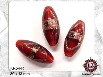 40 Glass beads Red with aventurine Golden-30x13mm
40 Glass beads Red with aventurine Golden-30x13mm