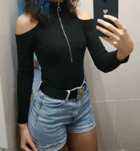 Rockmore gótico Bodycon cremallera Bodysuit mujeres algodón señoras Bodysuits ahuecado manga larga monos Streetwear otoño