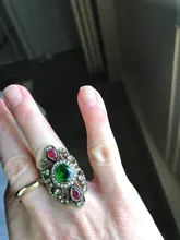 Kinel-joyería Bohemia para mujer, anillos de bronce antiguo para regalo, joyería Vintage, piedra de resina negra y roja, anillos étnicos turcos para mujer