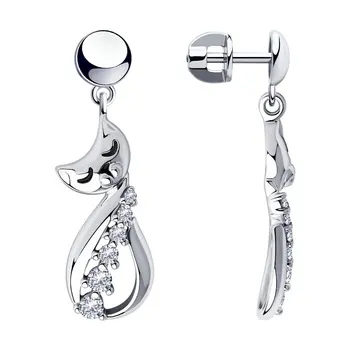 Sokolov drop earrings with stones in silver with cubic zirconia, fashion jewelry, 925, women's male, long earrings
Sokolov drop earrings with stones in silver with cubic zirconia, fashion jewelry, 925, women's male, long earrings