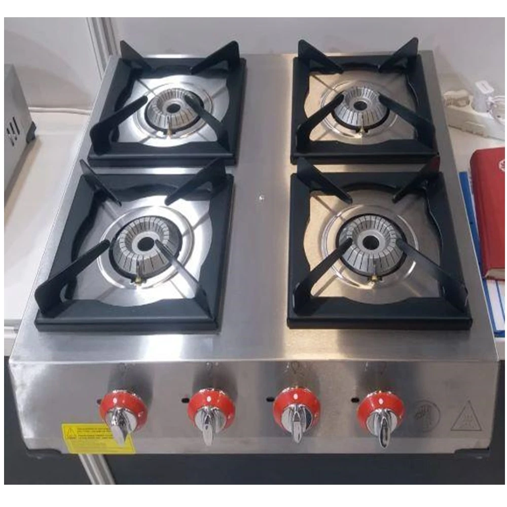 

Commercial Kitchen GAS RANGETOP STOVE 4 Burner Cast Iron Cooktop Countertop Hot Plate Range Cooker CE Certified.