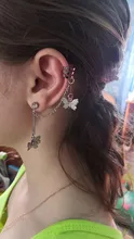 Pendientes de Clip de mariposa Punk para adolescentes, mujeres y hombres, aretes de aleación de Zinc, Joyería Moderna, aretes de cadena Retro Vintage de Metal