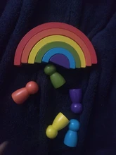 Bloques de construcción de arcoíris de madera para niños, juguetes de apilamiento de arcoíris, bolas, juguete educativo Montessori