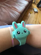 Relojes de goma con dibujos para niños, relojes infantiles electrónicos de goma con, con animaciones de conejos, funda abatible