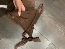 Bikini ahuecado de Color liso para mujer, traje de baño femenino de estilo vendaje con realce, 2021