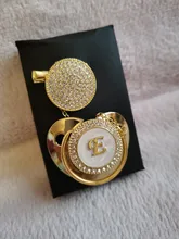Chupete de bebé con diamantes de imitación, cadena de Clips para chupete, 26 letras, pezón de silicona, regalos para Baby Shower, sin BPA