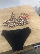 Bañador de leopardo para niñas de 6 a 14 años, conjunto de Bikini Falbala de dos piezas, traje de baño