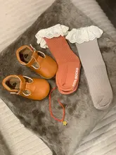 Medias hasta la rodilla de encaje con volantes para niños recién nacidos niñas, medias de princesa a la moda