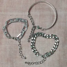 VKME-Conjunto de pulseras de cadena cubana Punk para mujer, brazaletes de Color dorado grueso, Miami, bohemio, joyería de moda, 3/4 Uds.