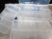 Caja de almacenamiento de joyería transparente ajustable, caja organizadora de plástico portátil con 10 ranuras para joyas, pendientes, pastillas y medicamentos, contenedores de viaje