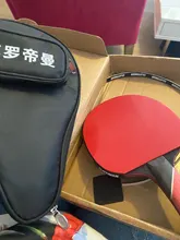 Raqueta de tenis de mesa de murciélago de carbono de alta calidad, pala de ping pong de goma, mango corto, mango largo