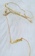 Cadena de gafas de oro con nombre personalizado, cadena de anteojos de sol, cadena de gafas bohemias, cadena de oro con colgante, joyería de Festival
