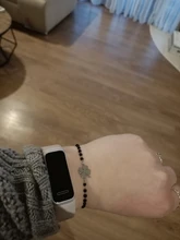 Pulsera de acero inoxidable con forma de trébol de oro rosa para mujer, brazalete de cuentas de cristal negro, joyería 2020