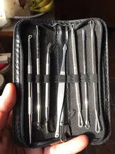 7 unids/bolsa herramienta removedor de la espinilla de la piel de la cara, herramientas para el cuidado de lugar Comedone acné aguja Clip grano pinzas mancha Extractor + bolsa