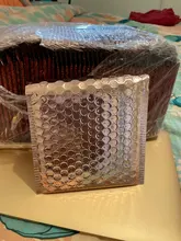 Bolsas de burbuja de papel de aluminio acolchadas, color oro rosa, para correo, autoadhesivo, 50 Uds.