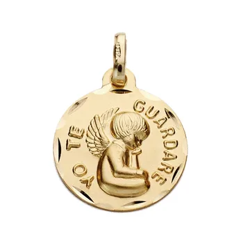 Medal 9k gold pendant 16mm. -I I'll save-round angel smooth edge carved details-RECORDING INCLUDED
Medal 9k gold pendant 16mm. -I I'll save-round angel smooth edge carved details-RECORDING INCLUDED
