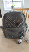 Mochila de piel sintética con remaches para mujer, morral escolar con remaches Preppy, pequeña, para viaje, 2019