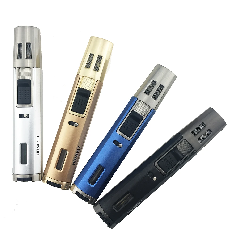 4 color Windproof Blue flame Cigar lighter Metal Gas lighter Butane with 2 Torch Long strip lighter Cross Double straight
4 color Windproof Blue flame Cigar lighter Metal Gas lighter Butane with 2 Torch Long strip lighter Cross Double straight