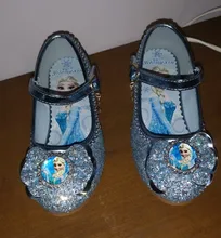 Zapatos de cuero, de tacón alto y de la princesa Elsa para niñas, sandalias para niños, sandalias de fiesta, calzado para niñas, tallas 24-36