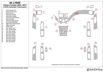 Interior trim for Subaru Forester 2009-2013. Set L1542. 
Interior trim for Subaru Forester 2009-2013. Set L1542.
