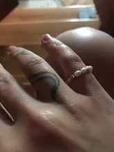 Momiji-Anillo de perlas ovaladas para mujer, elástico ajustable, cuentas de perlas con acero inoxidable, regalos de joyería