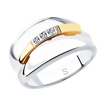 Sokolov ring in gold and silver with diamonds, fashion jewelry, 585, women's male
Sokolov ring in gold and silver with diamonds, fashion jewelry, 585, women's male