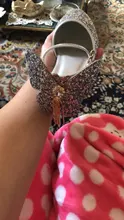 Zapatos de cuero de princesa para niñas, calzado de tacón alto con purpurina Nudo de mariposa, para fiesta, color rosa y plateado