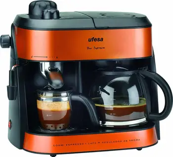 Ufesa CK7355 Duo Supreme (2 in 1) - Express Coffeemaker, Hydropressure and Drip, Orientable Steamer, Aroma Regulator
Ufesa CK7355 Duo Supreme (2 in 1) - Express Coffeemaker, Hydropressure and Drip, Orientable Steamer, Aroma Regulator