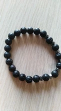 Pulsera de cuenta de piedra de Lava Natural para hombre y mujer, brazalete de cuentas de 8mm hechas a mano de color negro, joyería para hombre y mujer 2020