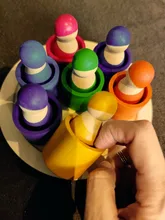 Bloques de construcción de arcoíris de madera para niños, juguetes de apilamiento de arcoíris, bolas, juguete educativo Montessori