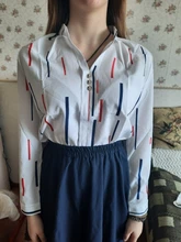 Blouses Work-Shirts White-Tops Blusas Long-Sleeve Slim JFUNCY Office Lady Stripe Plus-Size