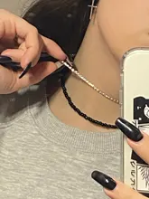 Cadena de cuentas de perlas para mujer, Gargantilla Simple de 15 estilos, collar de borla de hoja de cristal para mujer, joyería sexual de moda, accesorios para baile de graduación