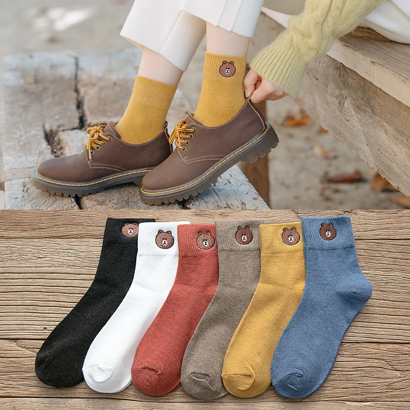 iComfortable 5 Pairs Women Socks Spring Summer Solid Color Cotton In The Tube Cute Bear Harajuku Kawaii Socks
iComfortable 5 Pairs Women Socks Spring Summer Solid Color Cotton In The Tube Cute Bear Harajuku Kawaii Socks