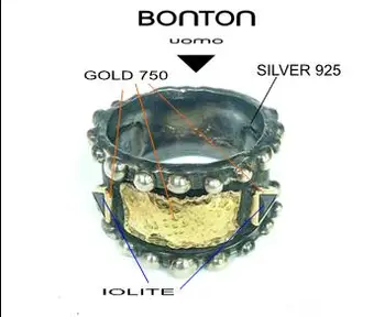 RING MAN HANDMADE SILVER 925 SLAB CENTRAL GOLD 750 PAIR JOLITE TRIANGULAR FACETED SET IN GOLD
RING MAN HANDMADE SILVER 925 SLAB CENTRAL GOLD 750 PAIR JOLITE TRIANGULAR FACETED SET IN GOLD
